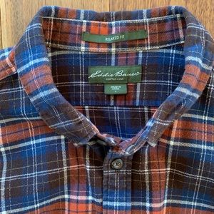 Eddie Bauer Men’s Flannel Shirt Relaxed Fit Plaid